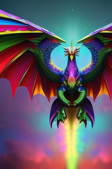Adorable Prismatic Dragon with Rainbow Colorization