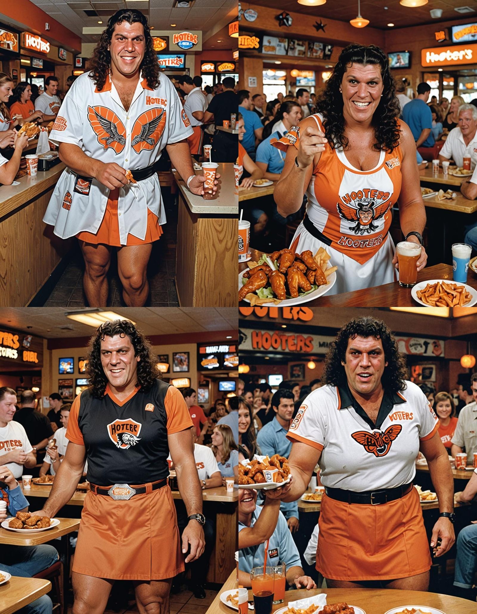 Andre the Giant as Hooters Waitress