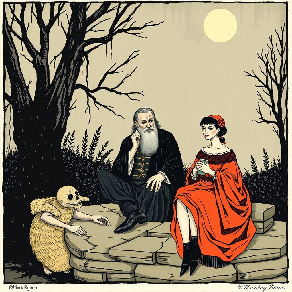 Gothic Renaissance Portraits in Emo-Inspired Watercolor