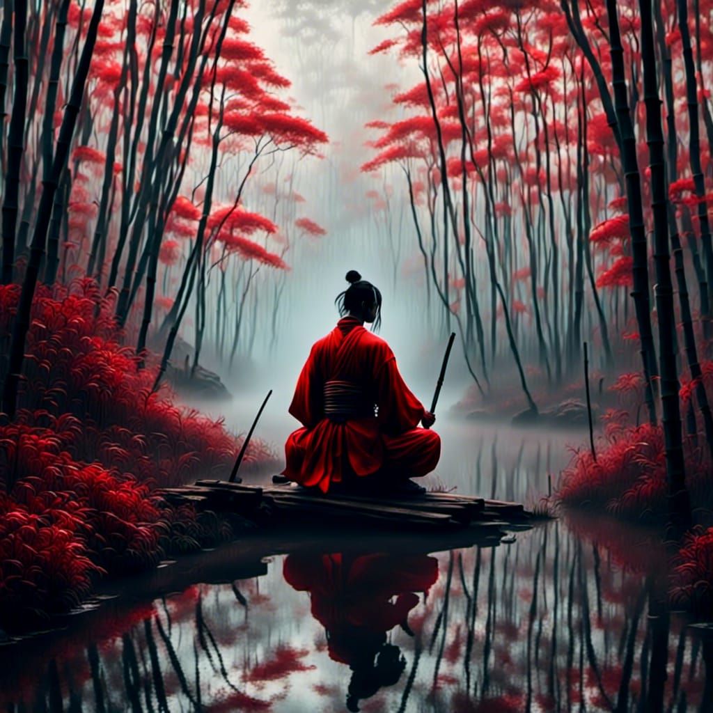 A <lora:SuperHyperrealism:1.2>  Hyperrealistic samurai medit...