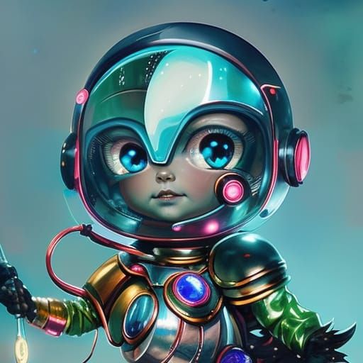 Baby alita with helmet