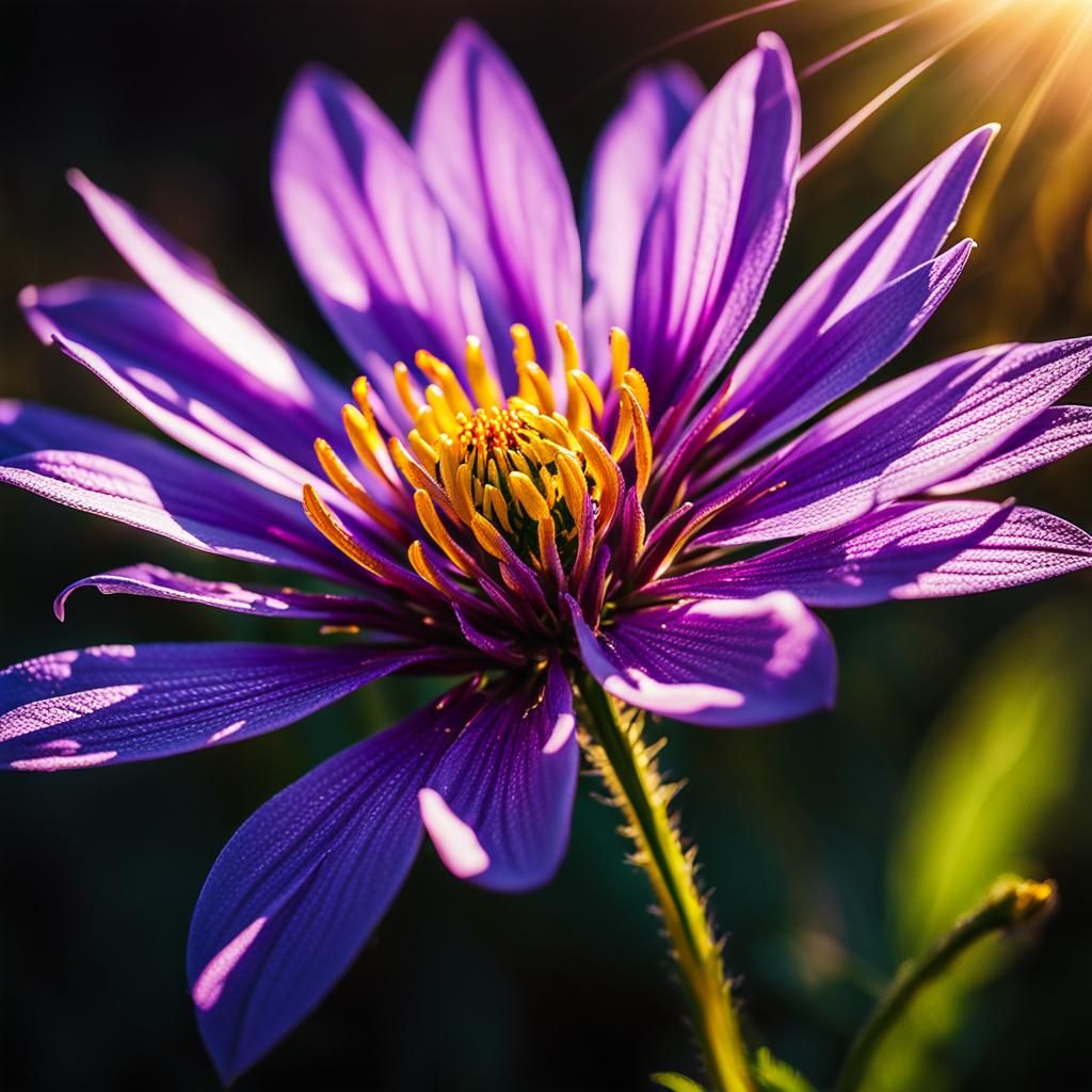 Purple Weed Flower in Sunlight: Macro Photography