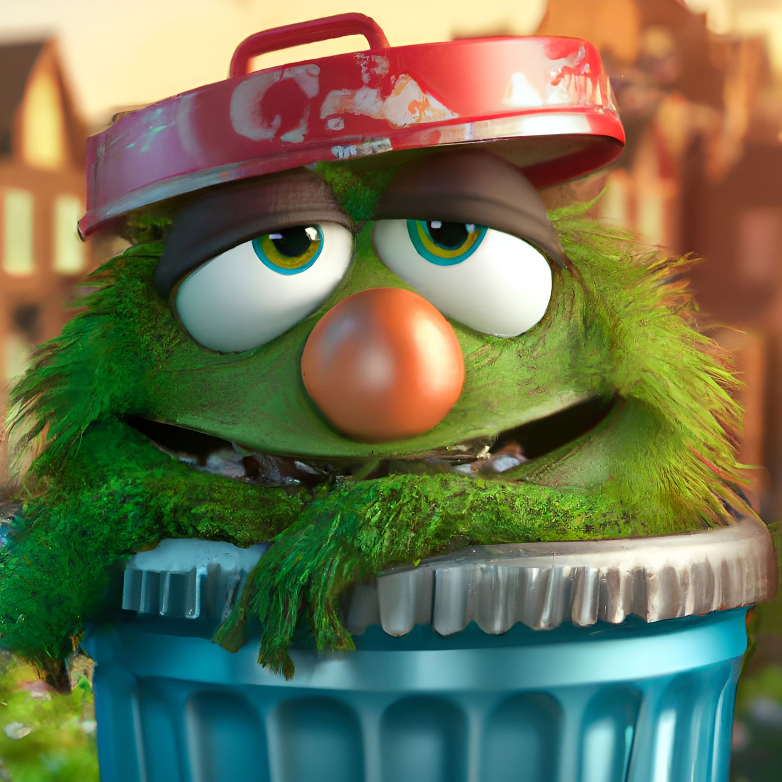 Happy Oscar the Grouch 3D Render