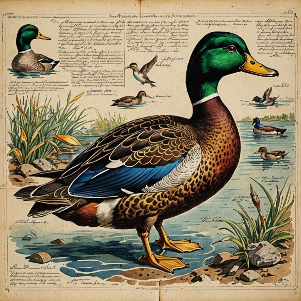 Elaborate Vintage Scientific Duck Diagram