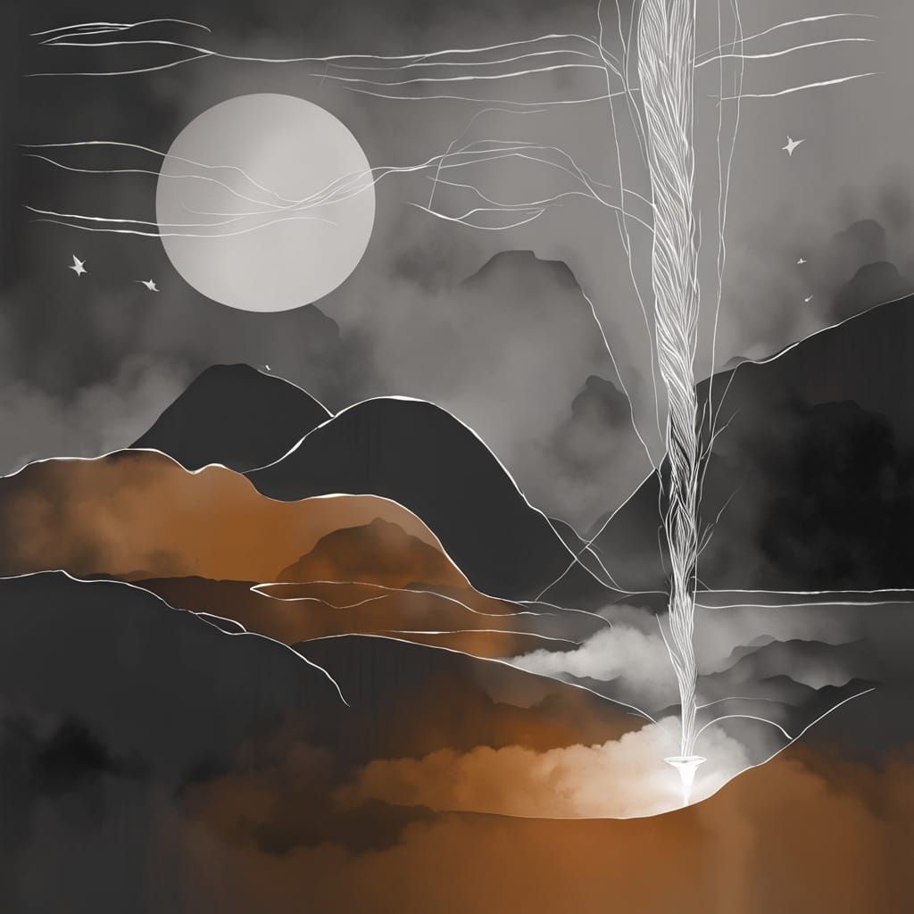 Pencil Sketch of a Pencil in a Lightning Storm