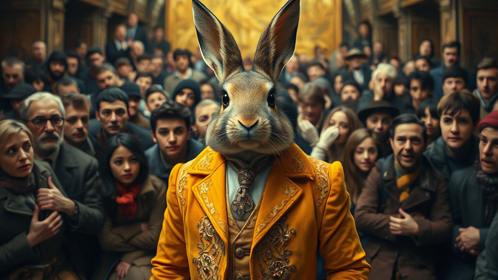 Rabbit Man in Velvet: Surreal Dreamscape