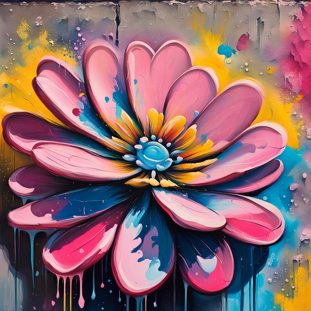 Dreamlike Flower Blooms: Vibrant Street Art in 8K