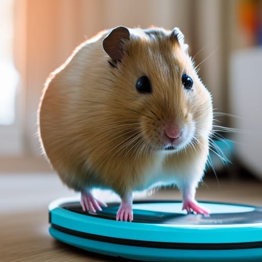 hamster riding the roomba