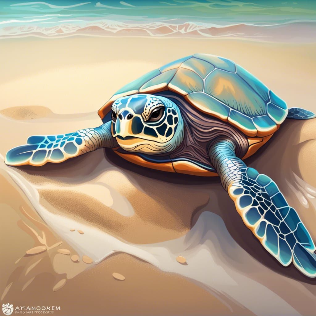 Turtle Chillin On The Beach ⛱️