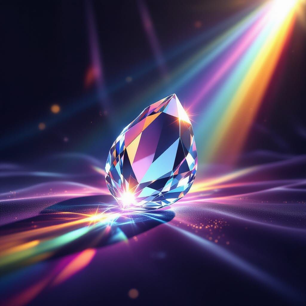 Crystal Prism Refracts Light into Rainbow Spectrum