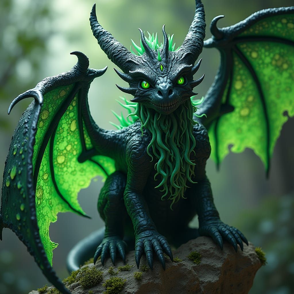 Dragonborn with Tentacle Beard and Acid Wings