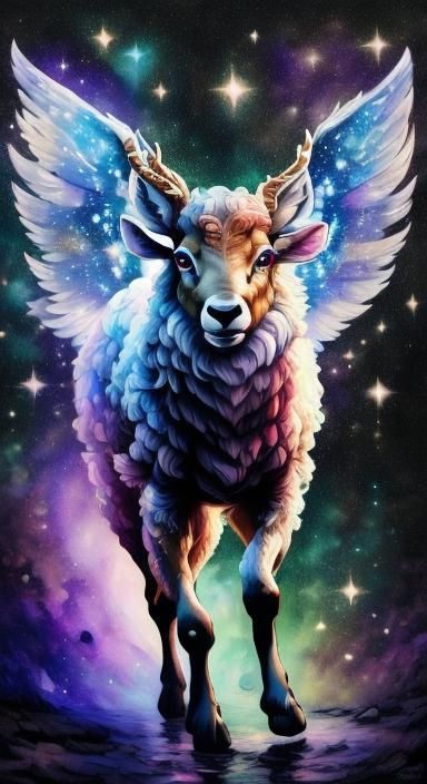 Deer with Fairy Wings in Enchanted Forest