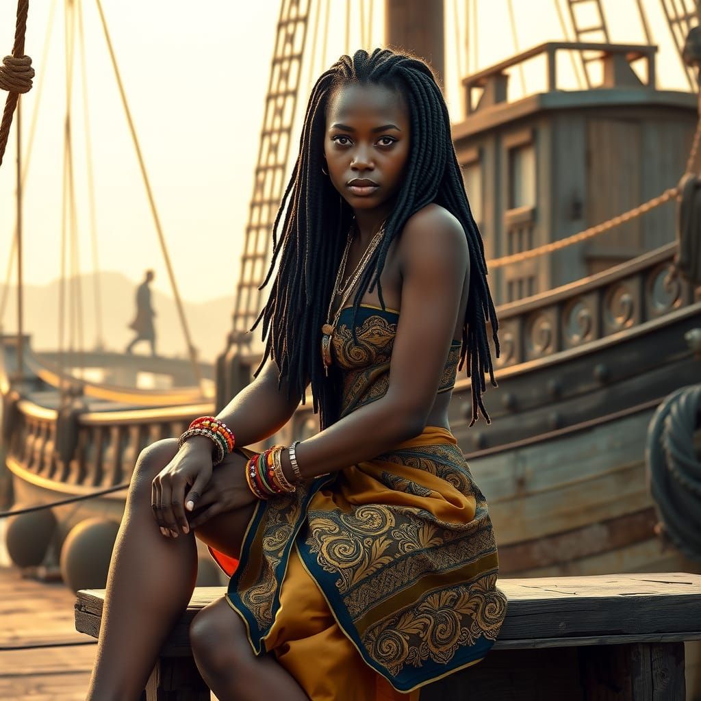 Cubana Latina Goddess of the Docks in Warm Golden Light