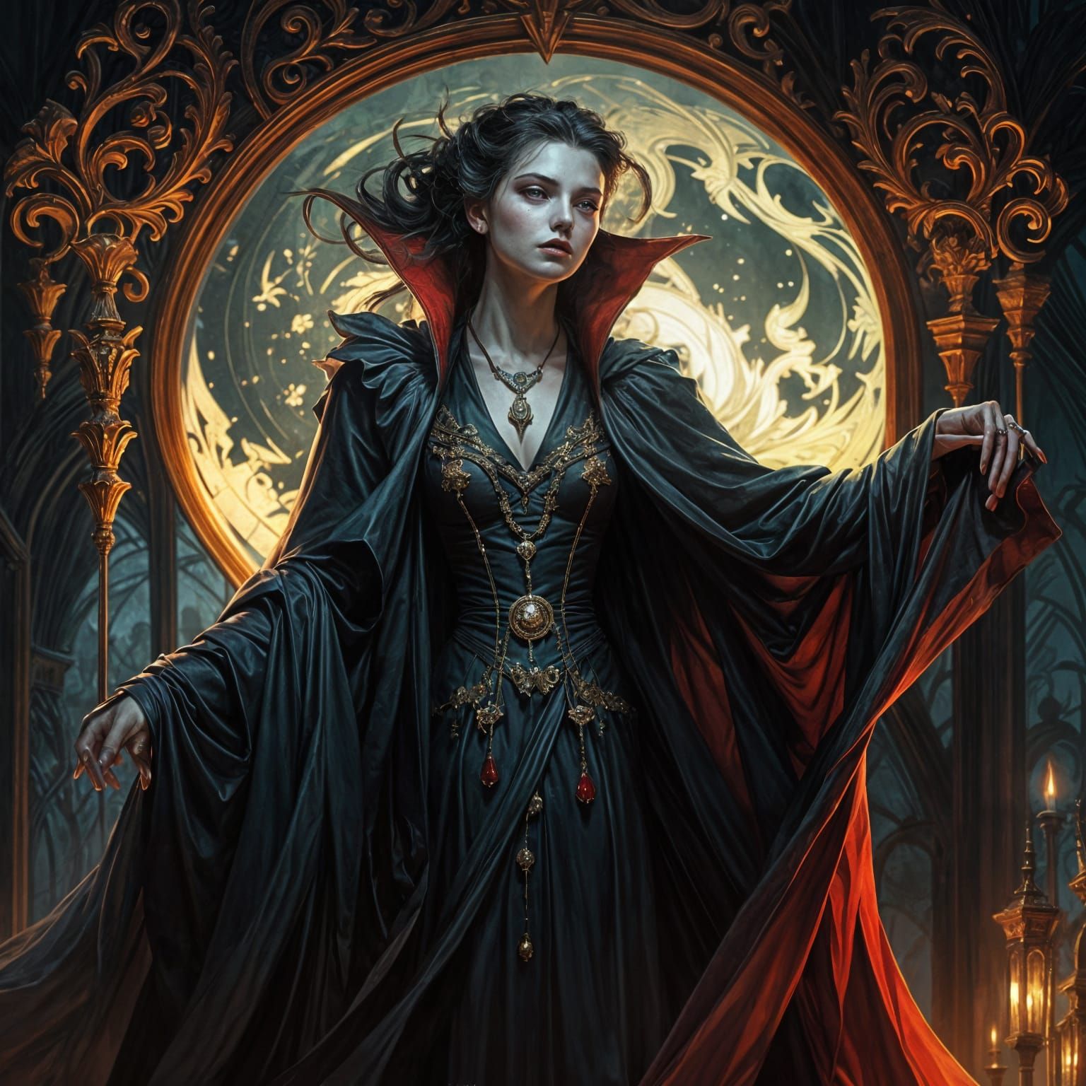 Elegant Vampire in the Night: Digital Painting