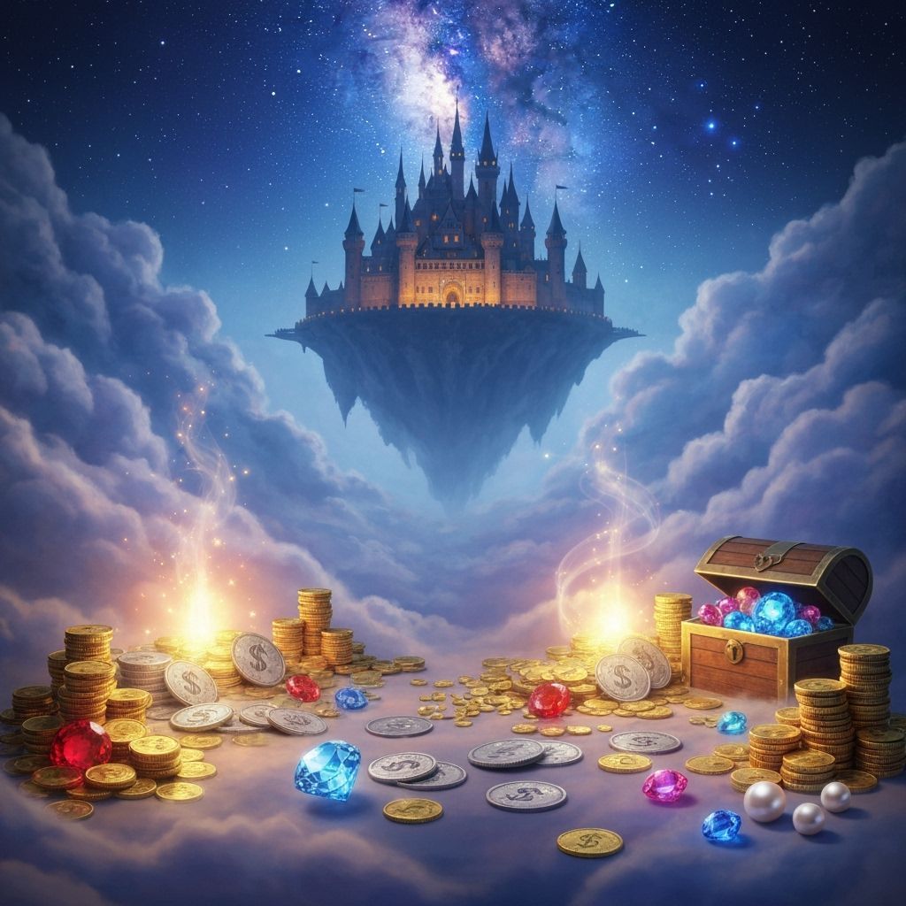 Grand Castle Floating in Starry Night Sky