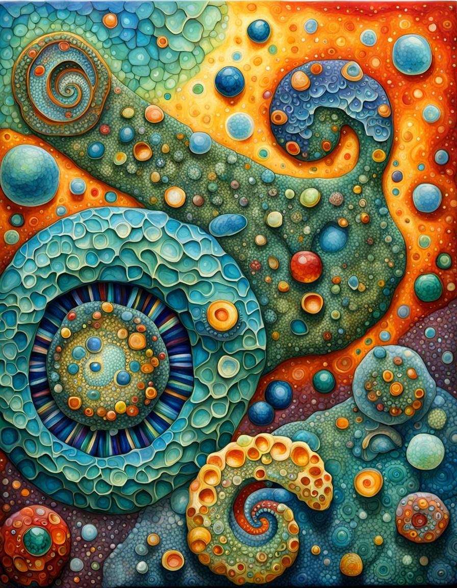 Crystallized Amoeba in Abstract Encaustic Style