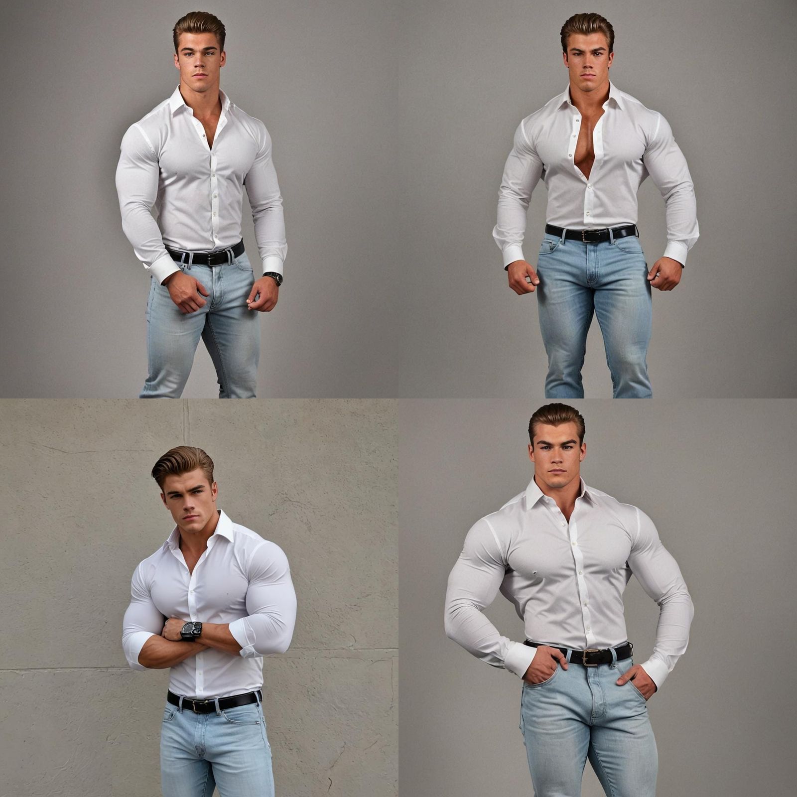 Bodybuilder Flexing Biceps in Professional Portrait
