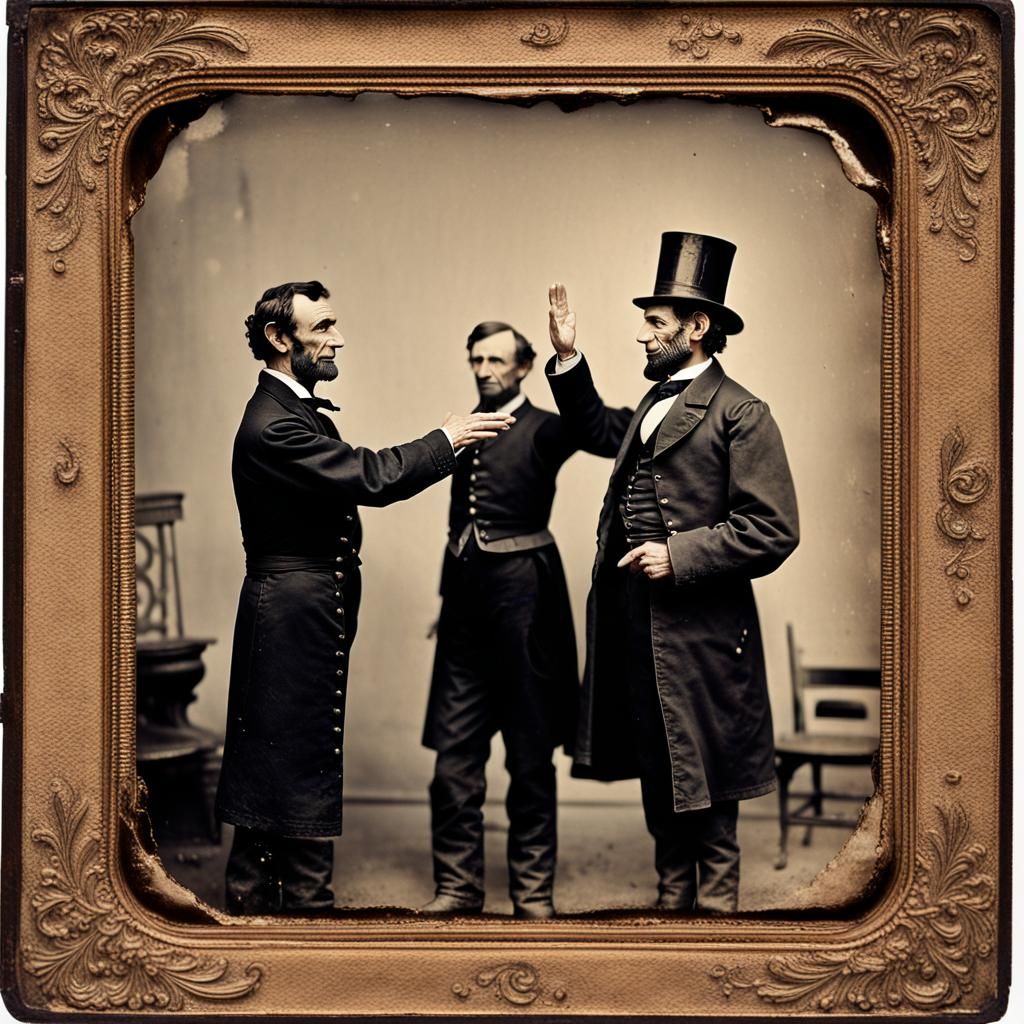 Abraham Lincoln High-Five: Authentic Tintype Photograph