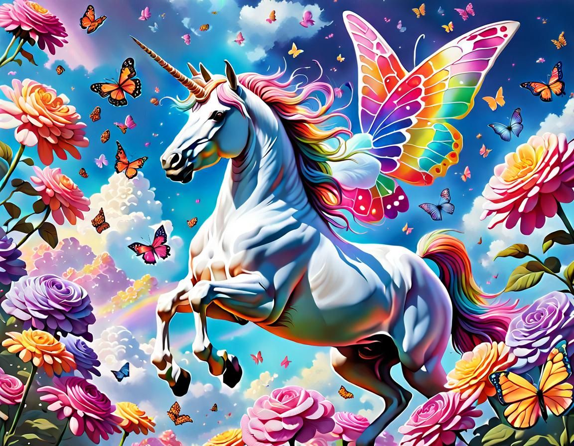 Unicorn flying in the sky