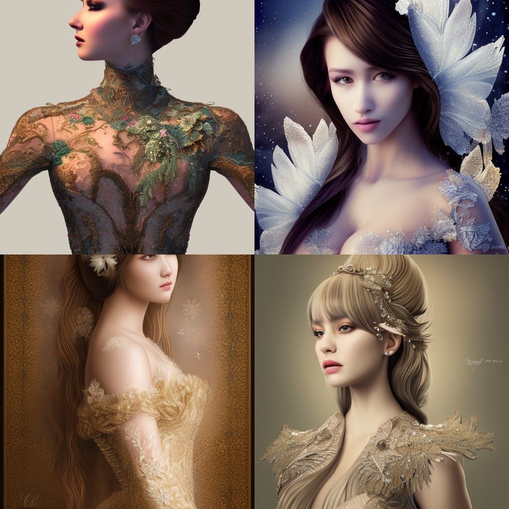 Beautiful Girl in Silk Dress, Detailed Fantasy Portrait