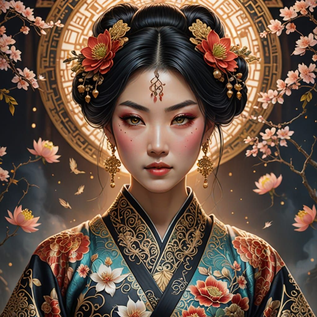 Ethereal Beauty in Traditional Japanese Attire