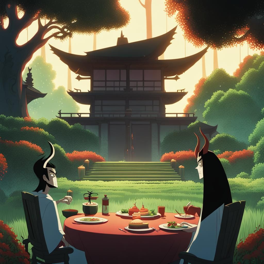 Samurai Jack and Aku Dinner: Studio Ghibli Style