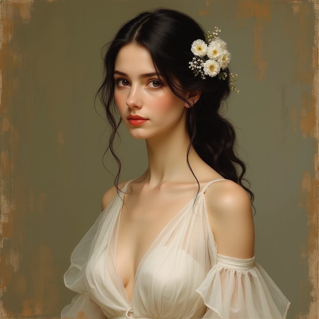 Elegant Woman Portrait in Rembrandt Style