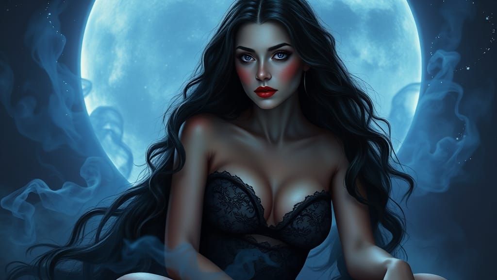 Mystical Dark Moon Goddess Lilith Portrait