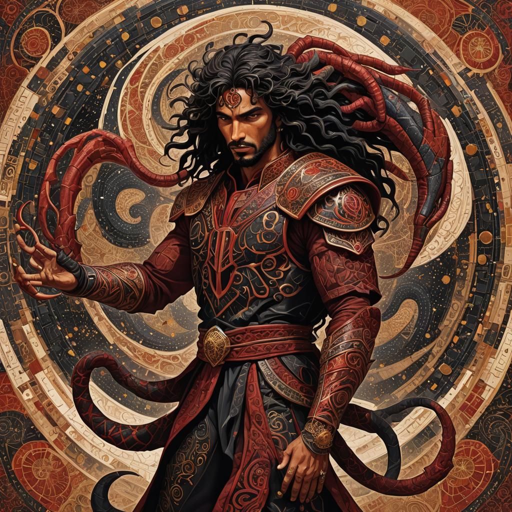 Scorpio Warrior in Desert with War Paint, Cyberpunk Style