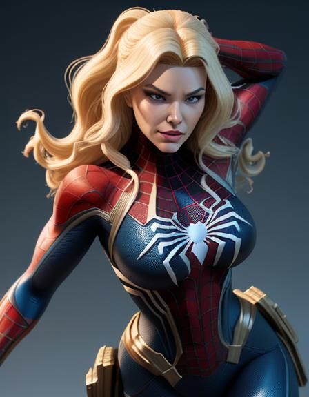Blonde Superheroine Concept Art in 3D Style