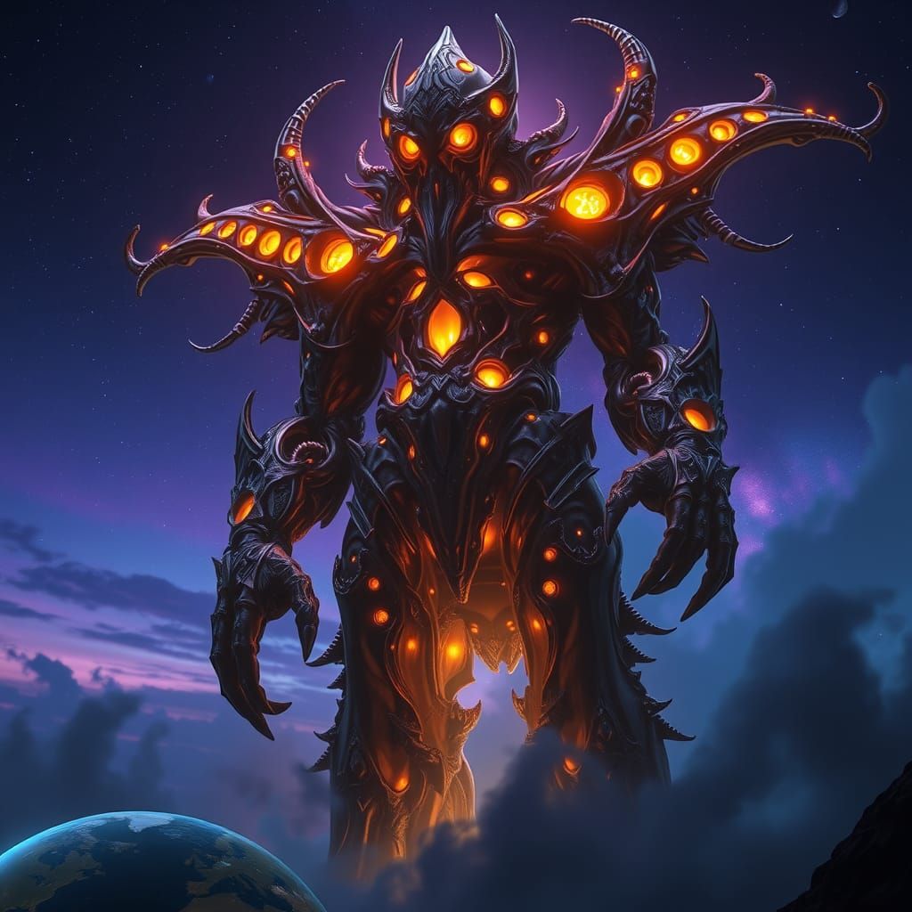 Epic Ethereal Biotechno-God Creation in Dark Fantasy Style