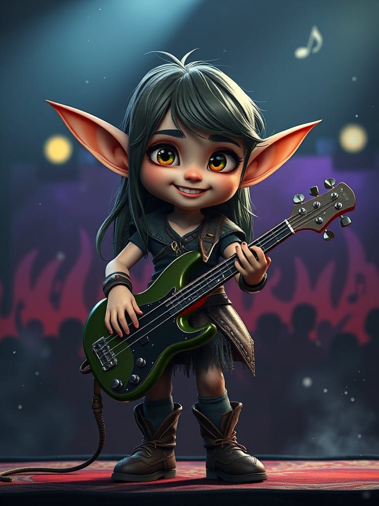 Elf playing bass