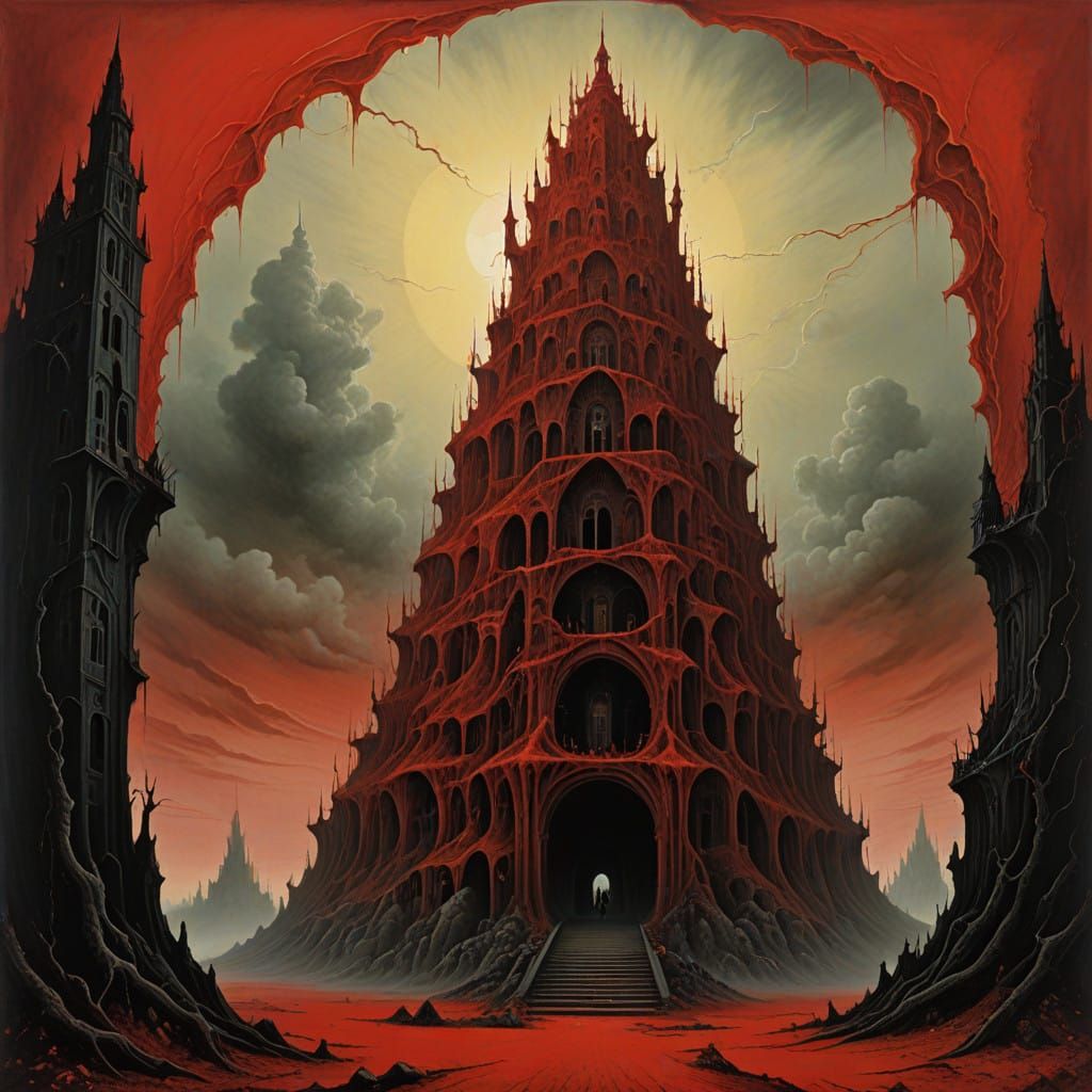 Libertarian Communist Flag in a Surreal, Dreamlike Landscape