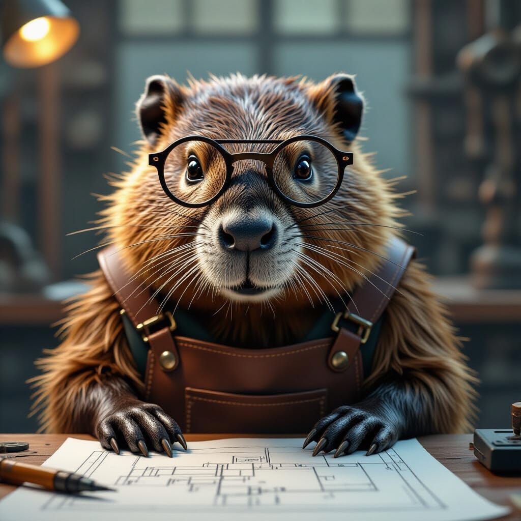 Beaver Engineer Portrait in Syd Mead Style