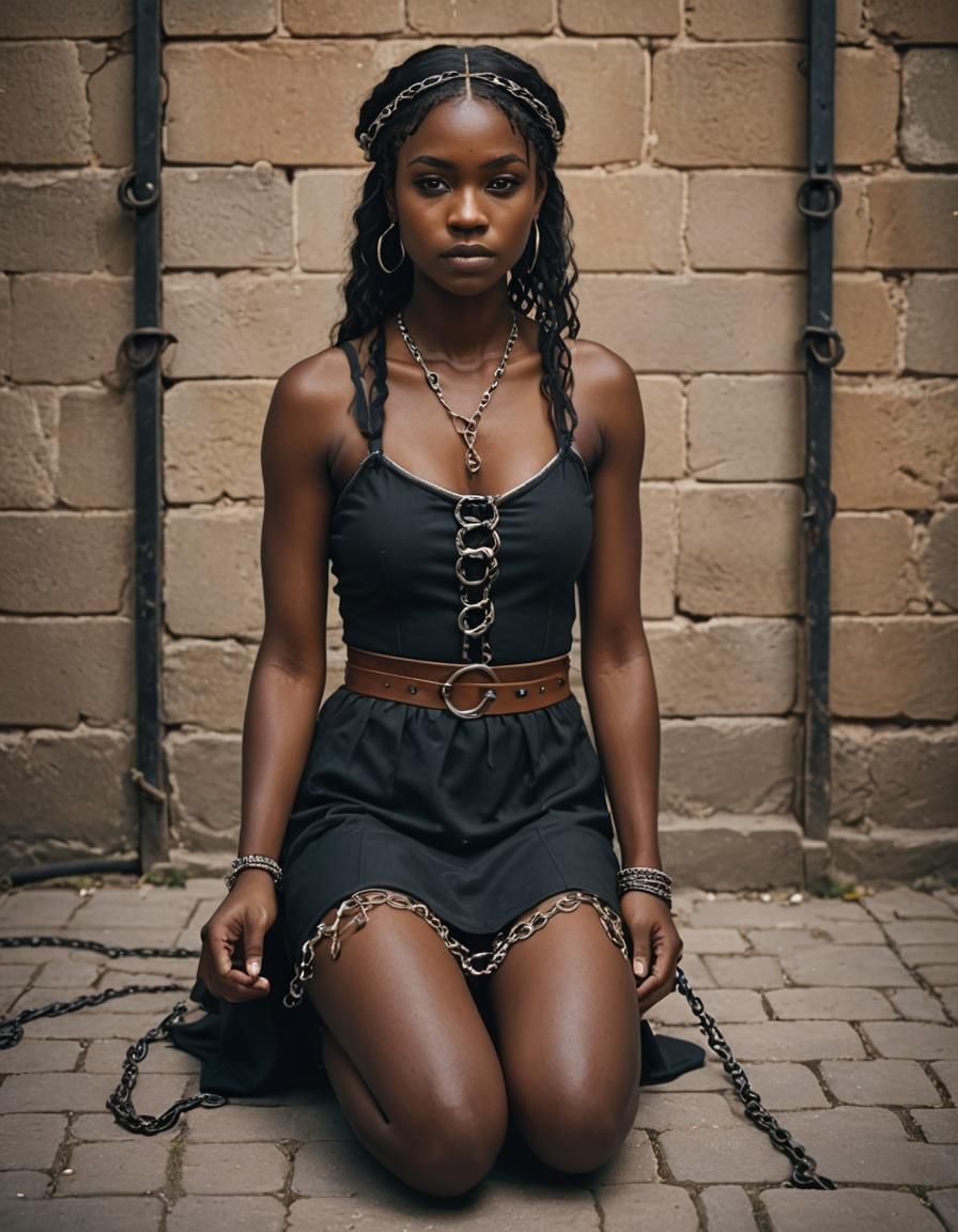 Medieval Dark-Skinned Prisoner in Chains