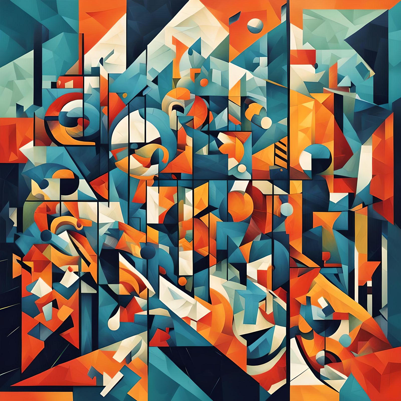 Surreal World in Cubist Geometric Fauvism Style