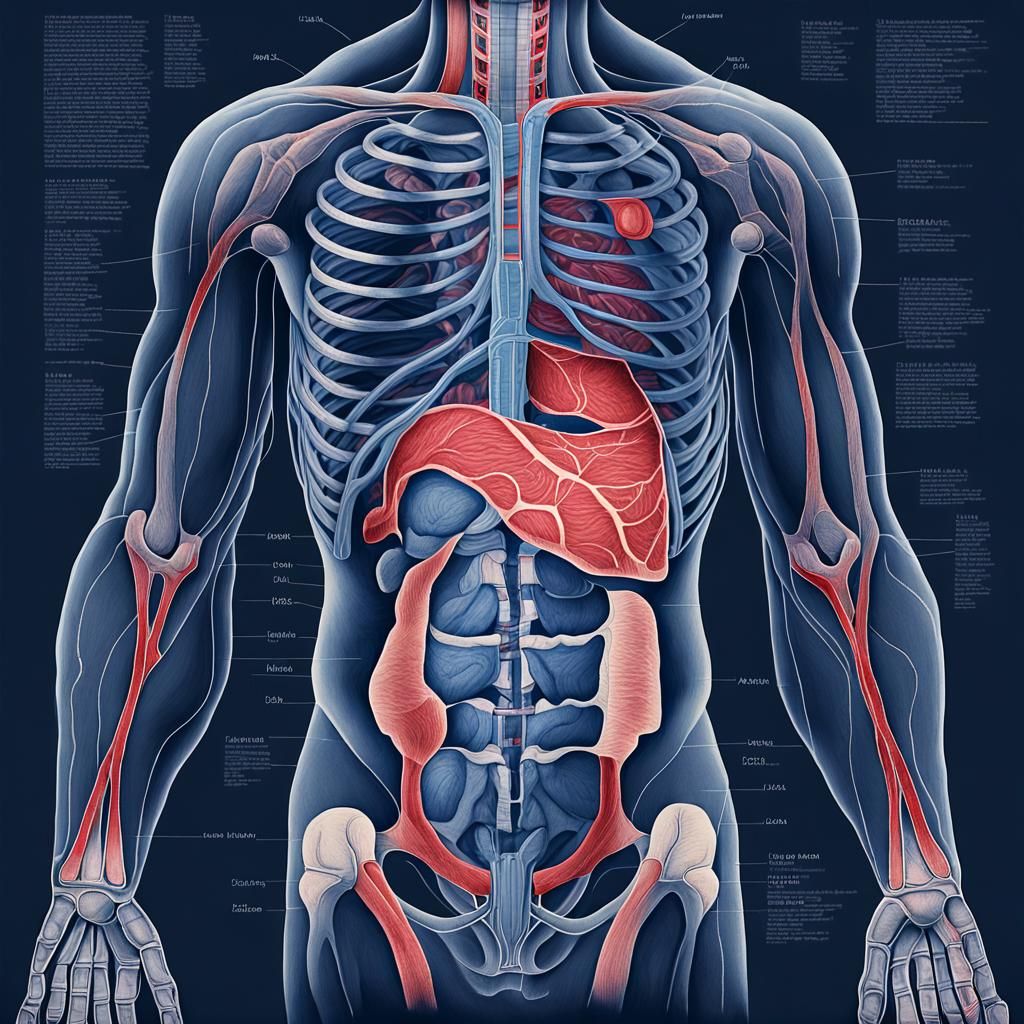 Detailed Human Anatomy Illustration in Scientific Style