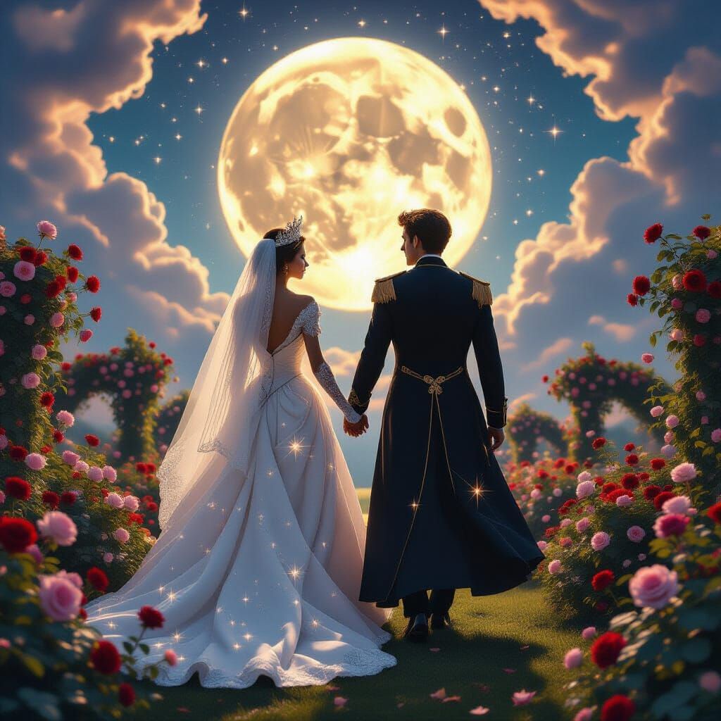 Queen and King of Hearts in Celestial Garden