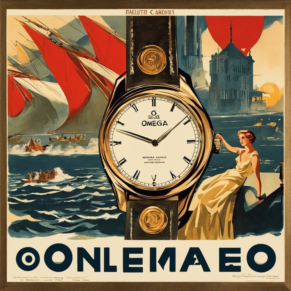 Omega Watch Vintage Poster in Cappiello Style