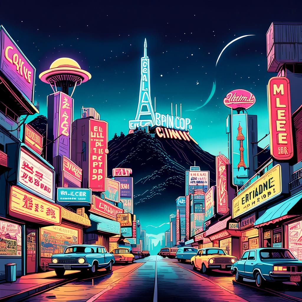 Word Art Landmarks in Anime Style