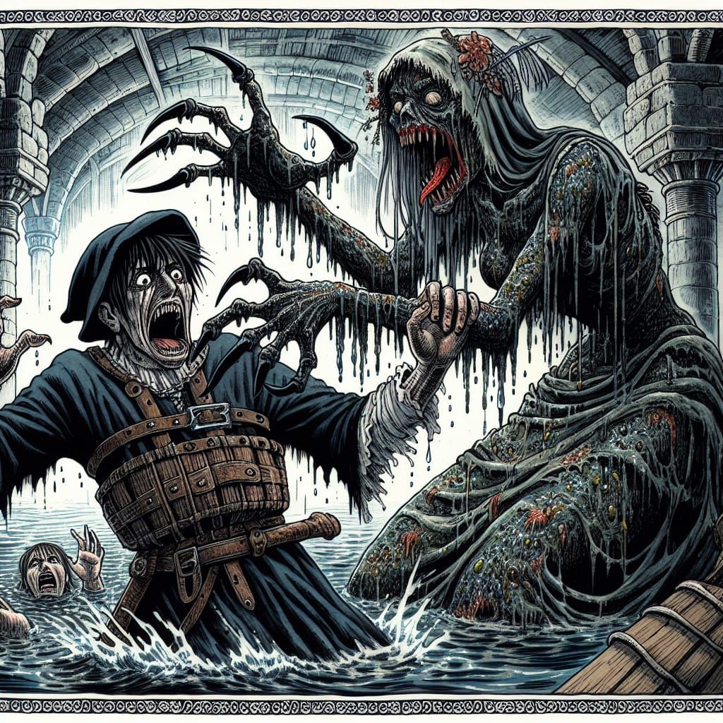 Terrifying Swamp Hag Seizes Fisherman: Anime Horror