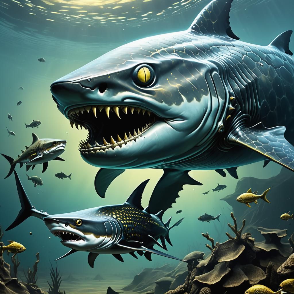 Armored Serpentoid Alien Life Form in Surreal Style