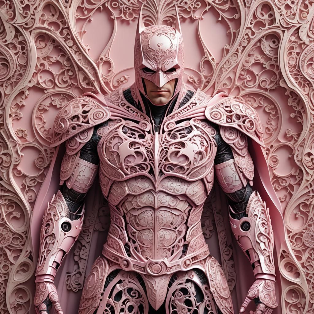Hyperrealistic Pink Batman in Filigree Armor