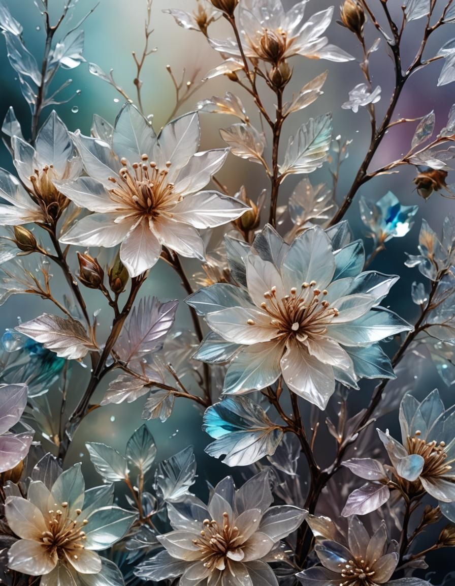 Iced Crystal Flowers in Bloom: Double Exposure Photography