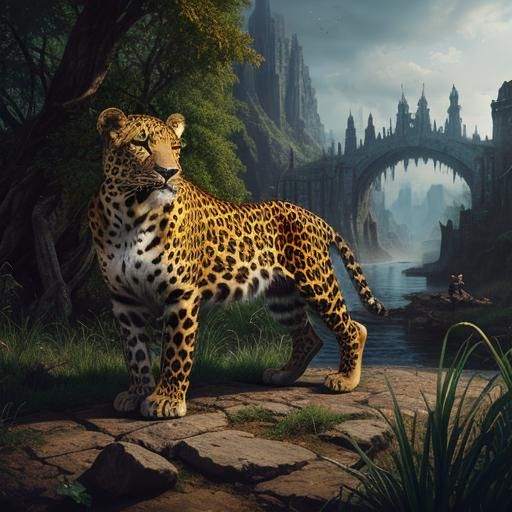 Fantastical Leopard in Detailed Matte Painting