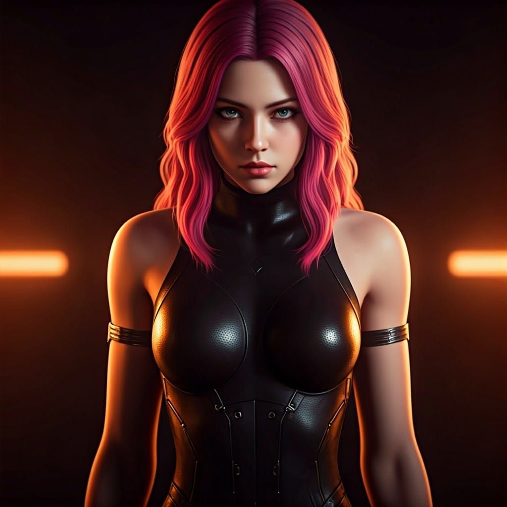 Sultry Film Noir Goddess in Vibrant Pink Locks