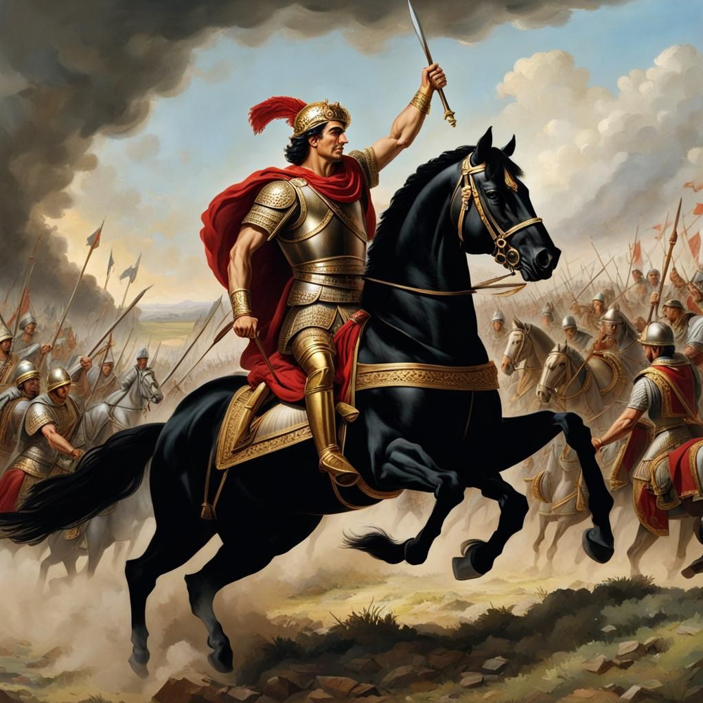 Alexander the Great Victorious on Black Horse