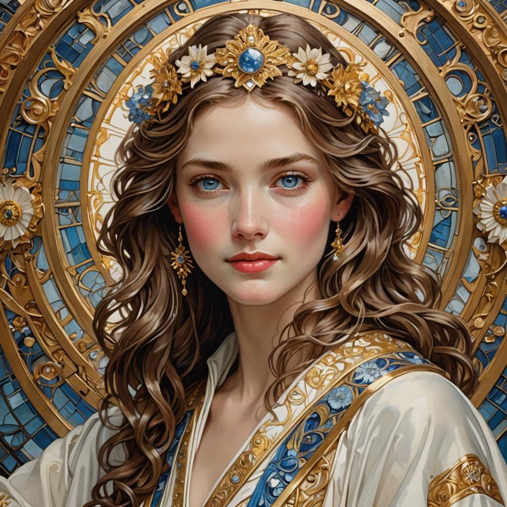 Art Nouveau Portrait of a Radiant Interstellar Queen