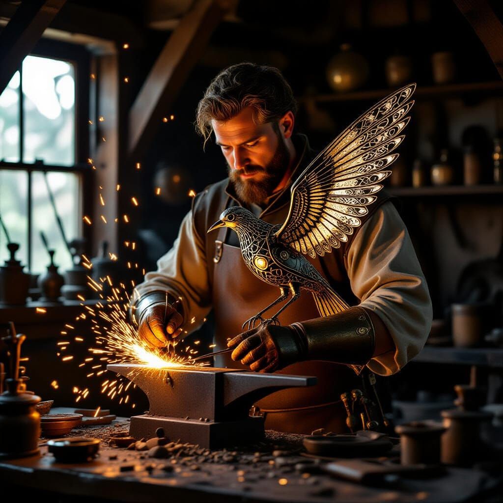 Medieval Blacksmith Crafts Steampunk Automaton Bird