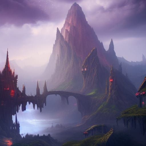 Fantastical Matte Painting Expressing Love in Deep Color